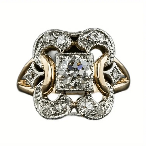 Elegant Gold and Silver Moissanite Ring